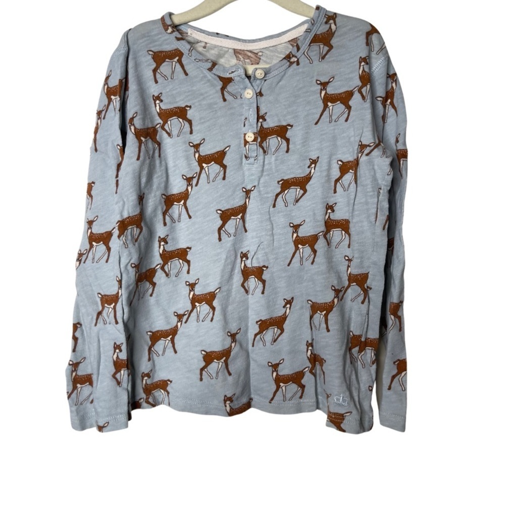 Paula Cahen D'Anvers Blue Dear print 100% cotton long sleeve unisex top sz 8